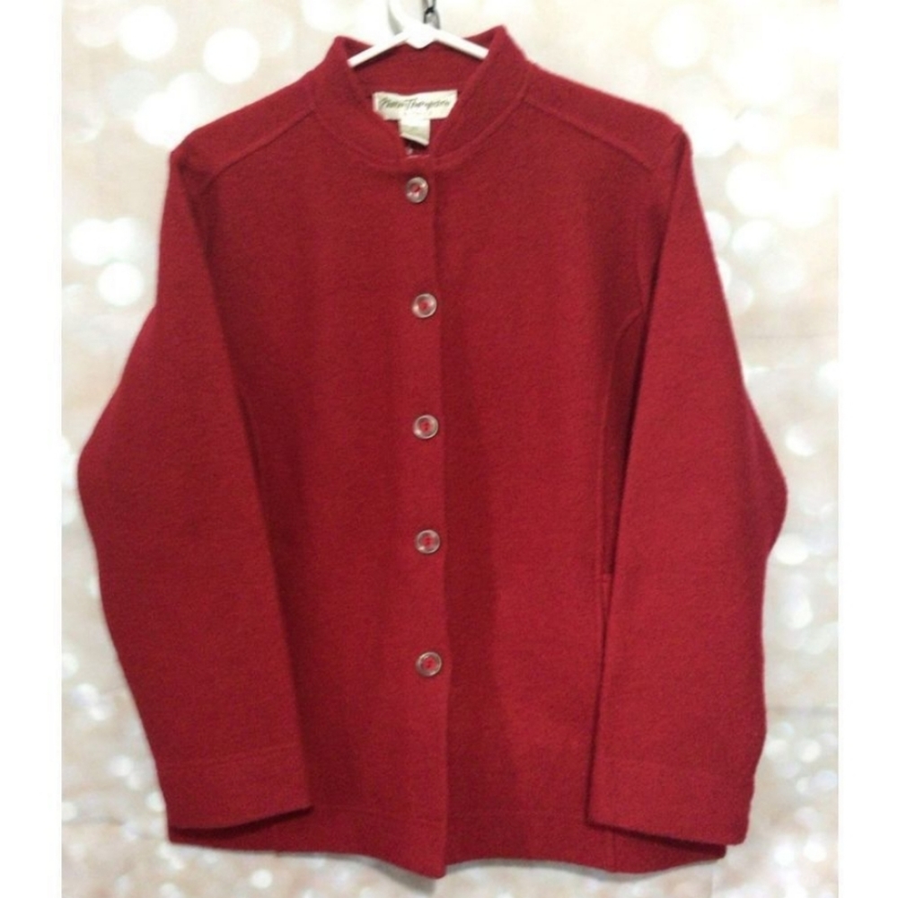 NEW Norm Thompson Red Wool Blazer Jacket Size Petite Medium PM